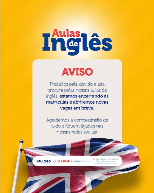 PSD redes sociales aulas de inglés