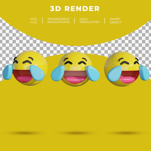 PSD las redes sociales emoji 3d se enfrentan a un llanto alegre mientras se ríe renderizado