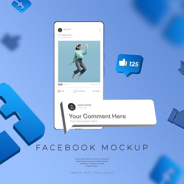 Redes sociales de facebook en el teléfono 3d render banner