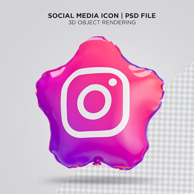 Redes sociales icono de instagram logotipo de star balloons representación 3d archivo psd