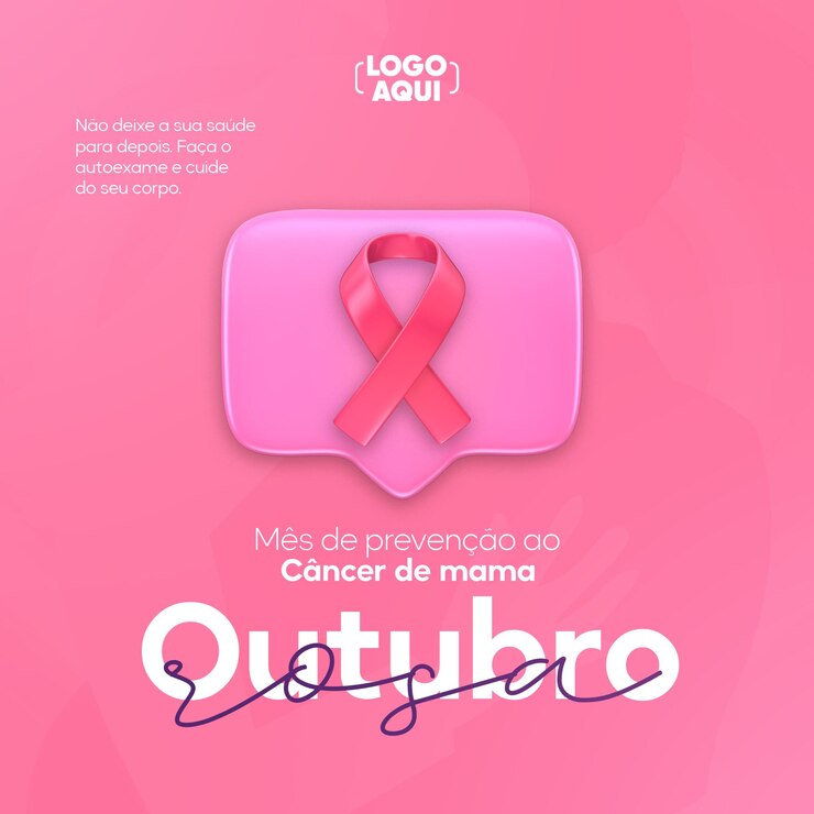 PSD redes sociales para octubre rosa en representación 3d para la campaña contra el cáncer de mama en brasil.