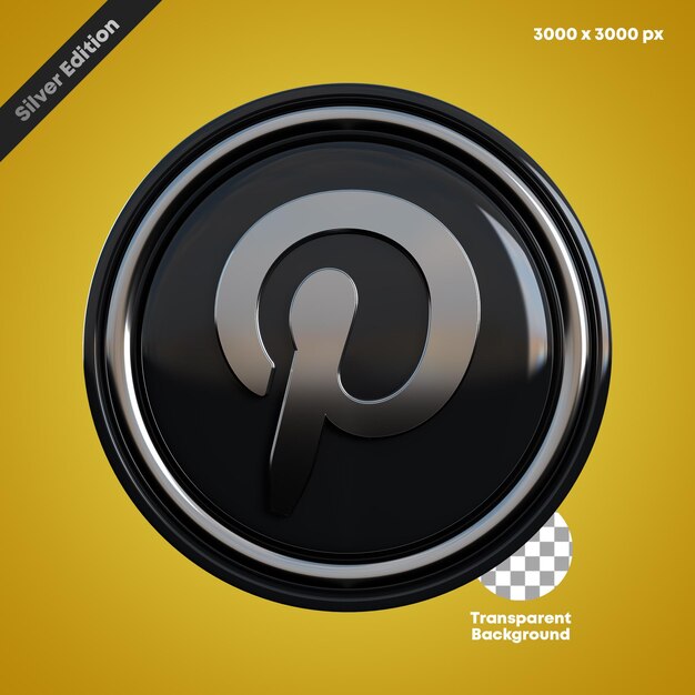 PSD redes sociales pinterest icono 3d