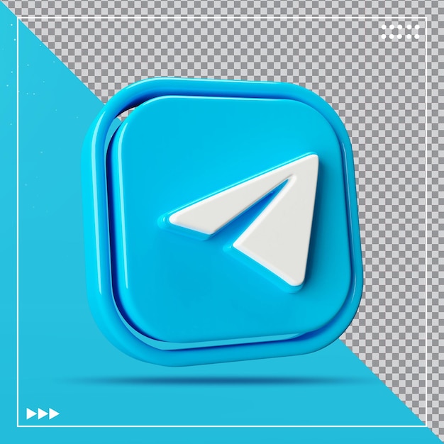 Redes sociales telegram icono concepto 3d render