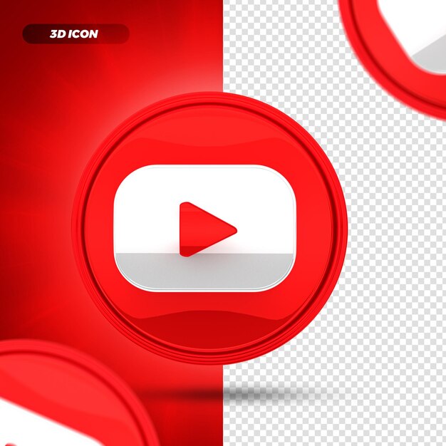redes sociales youtube 3d render icono aislado