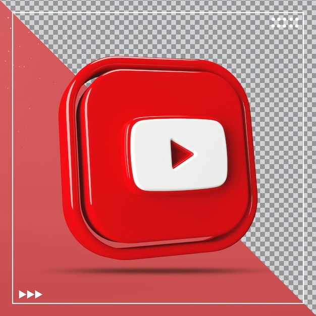 Redes sociales Youtube icono concepto 3d render