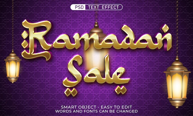 Redigierbarer text ramadan verkauf mit 3d-effekt