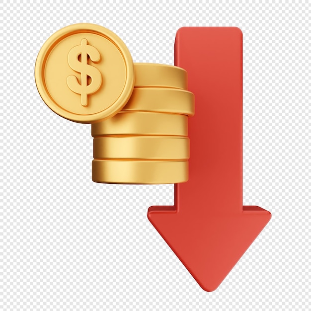 Redução dos lucros do negócio financeiro 3d
