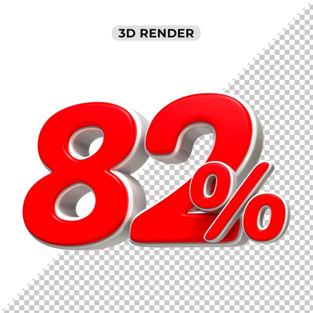 Réduction de vente 3d Numéro 82 pourcentage d'étiquette de prix pour le concept de promotion de vente par 3d render