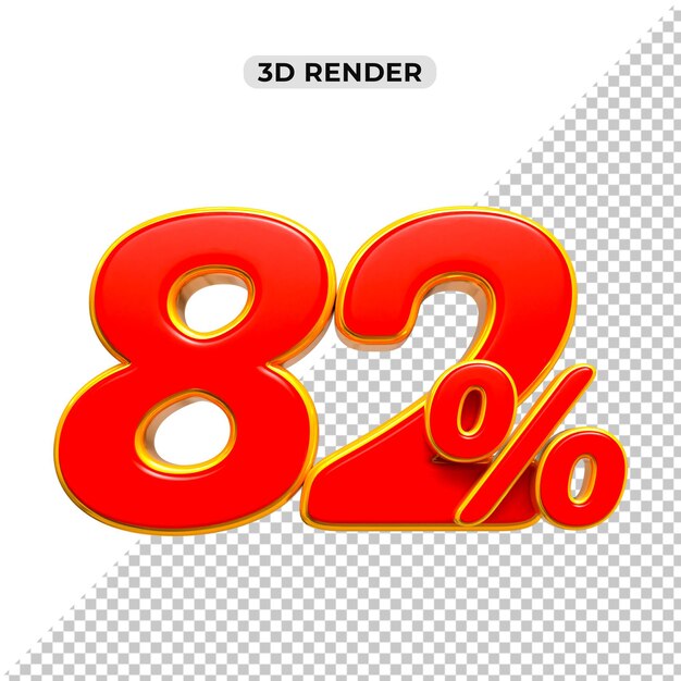 Réduction de vente 3d Numéro 82 pourcentage d'étiquette de prix pour le concept de promotion de vente par 3d render