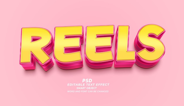 Reels PSD 3D Efeito de Texto Editável