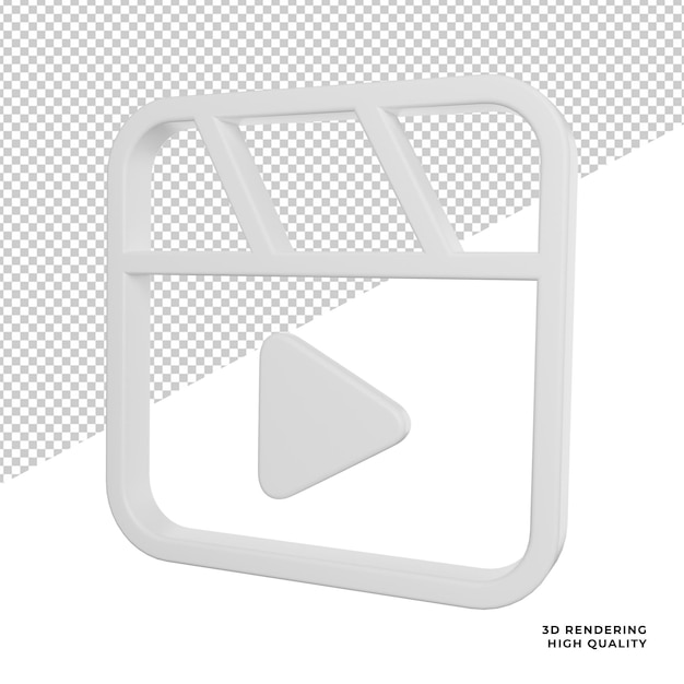 PSD reels video sign icono de vista lateral de redes sociales ilustración de renderizado 3d sobre fondo transparente