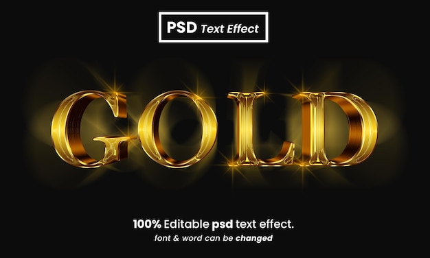 Reflejo de oro efecto de texto dorado premium editable 3d