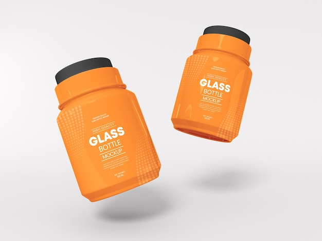 PSD reflektierendes glasflaschen-branding-mockup