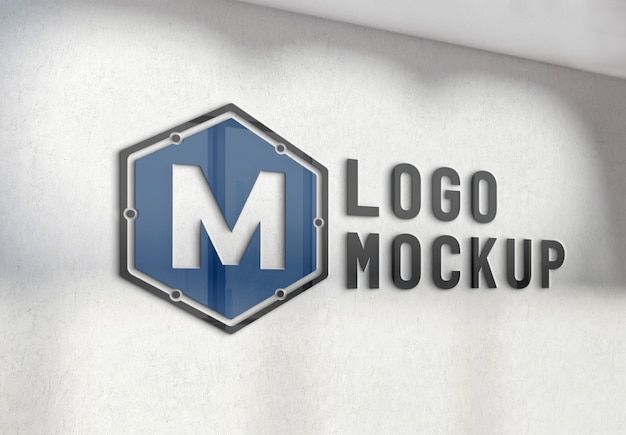 Refletindo o logotipo na parede do escritório cocnrete Mockup