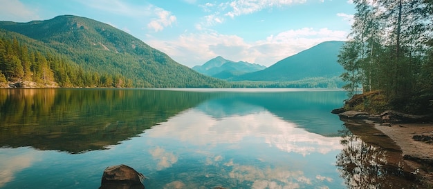 Réflexion du lac de la montagne sereine