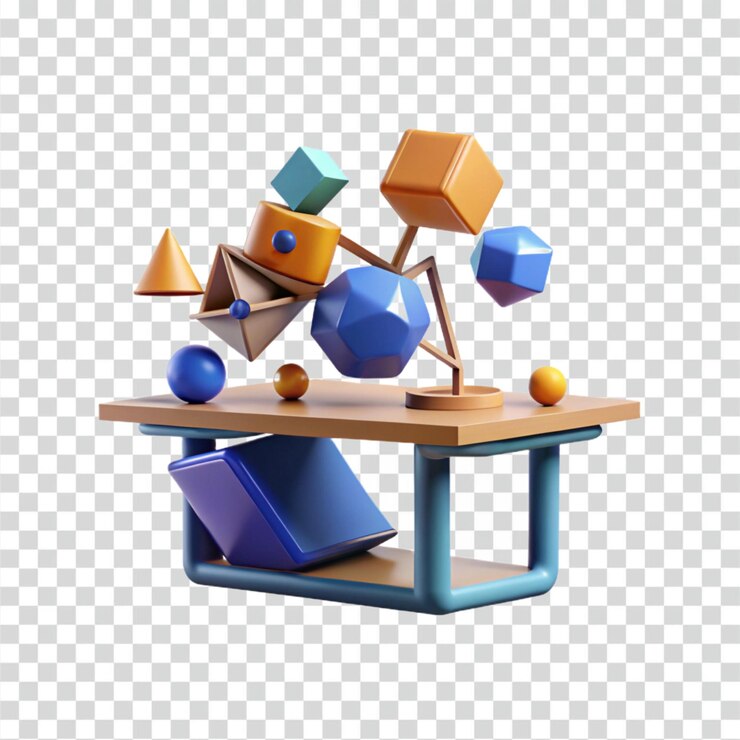 PSD reflexiones destrozadas una mesa de consola deconstruida geométricamente