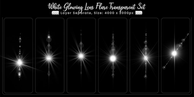 Reflexo de lente branco com coleção abstrata de luzes de lente