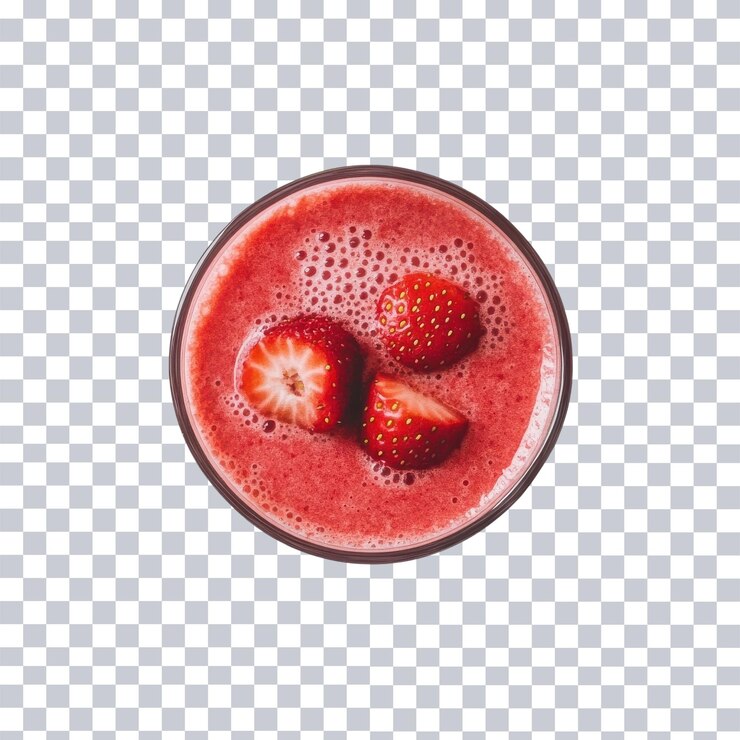 PSD refrescante batido de fresa en un vaso para una vida saludable sobre un fondo transparente