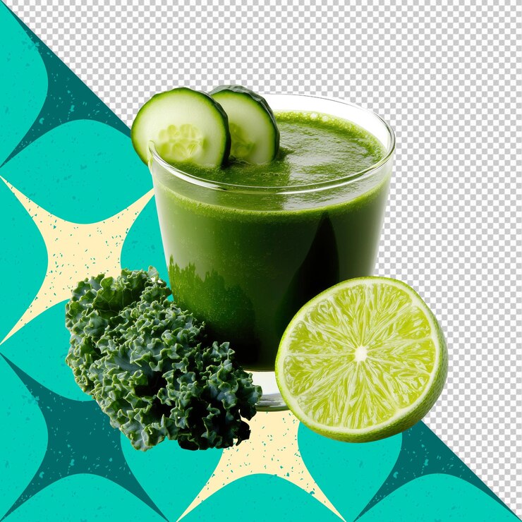 PSD refrescante batido verde con pepino de col y lima