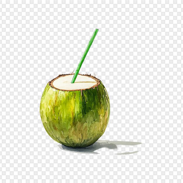 La refrescante bebida de coco aislada sobre un fondo transparente