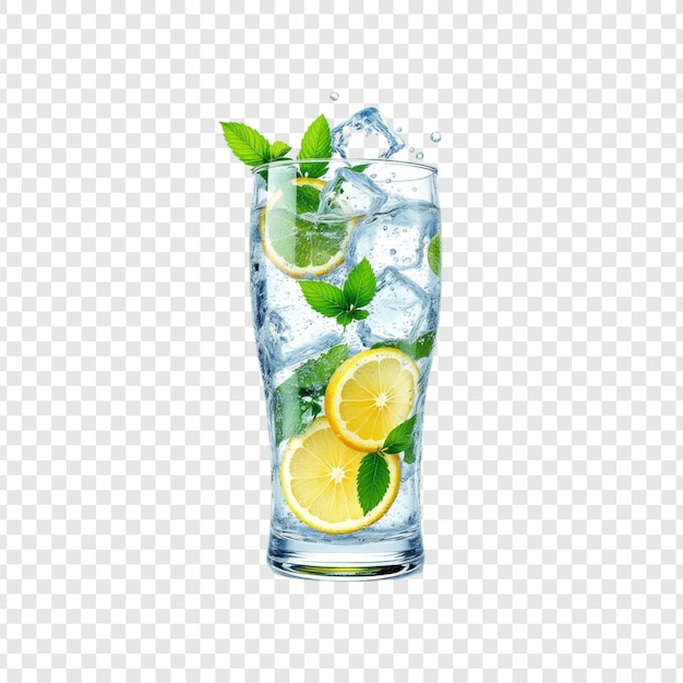 Refrescante bebida helada de menta de limón bebida de verano vidrio fresco