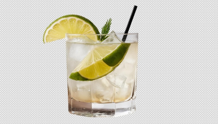 PSD un refrescante cóctel con una rebanada de limón adornando un vaso frío evoca una elegancia fría