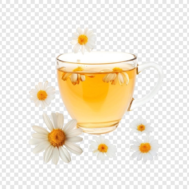 PSD refrescante té de manzanilla infusión de hierbas flores copa bebida bienestar