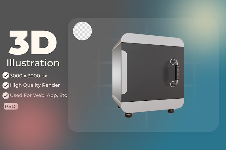 PSD refrigerador de icono de objeto de ilustración 3d se puede utilizar para gráficos de información de aplicaciones web, etc.