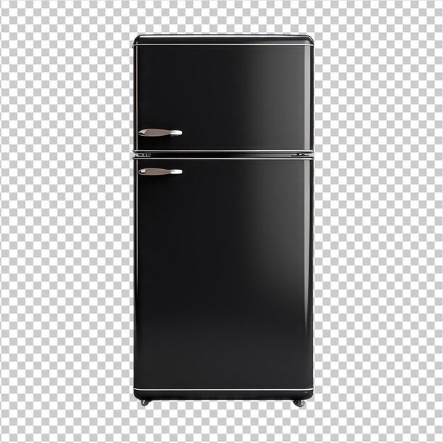 PSD refrigerador preto brilhante de duas portas em png