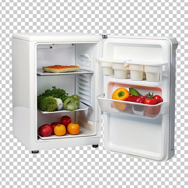 PSD refrigerador refrigerador conjunto realista de refrigerador de gran familia con dos puertas llenas de productos alimenticios