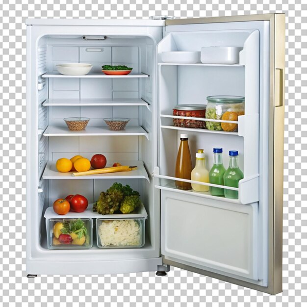 PSD refrigerador refrigerador conjunto realista de refrigerador de gran familia con dos puertas llenas de productos alimenticios