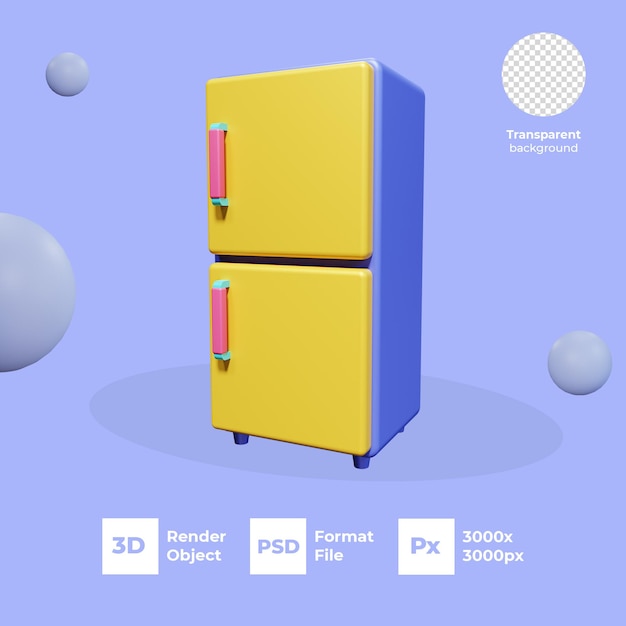 PSD refrigerador de renderizado 3d con fondo transparente psd