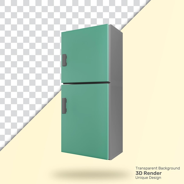 PSD refrigerador de renderizado 3d con fondo transparente