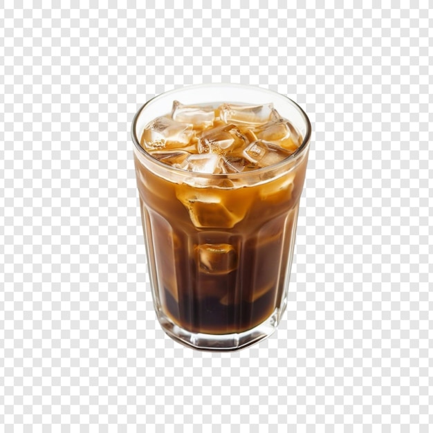 Refrigerante café gelado Bebida em copo com cubos de gelo