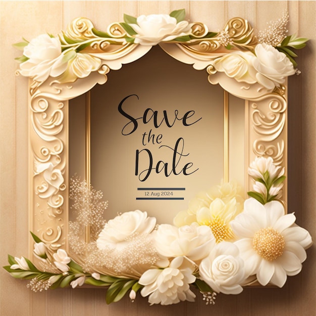 Regal golden frame invitation de casamento para siah e dhruvluxurious classical pillar invitatio de casamento