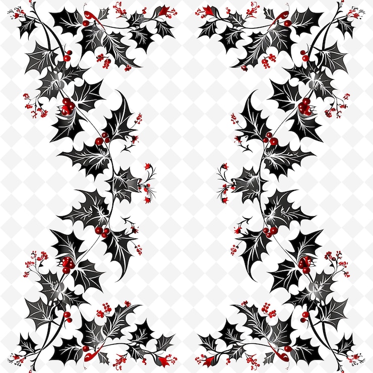 PSD regal holly leaves limita el diseño con motivos cardinales un diseño de arte abstracto creativo