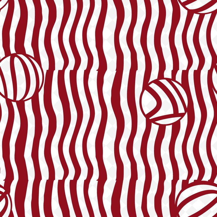 PSD regal stripe pattern with volleyball icon and wavy lines wit nature inspired abstract outline art