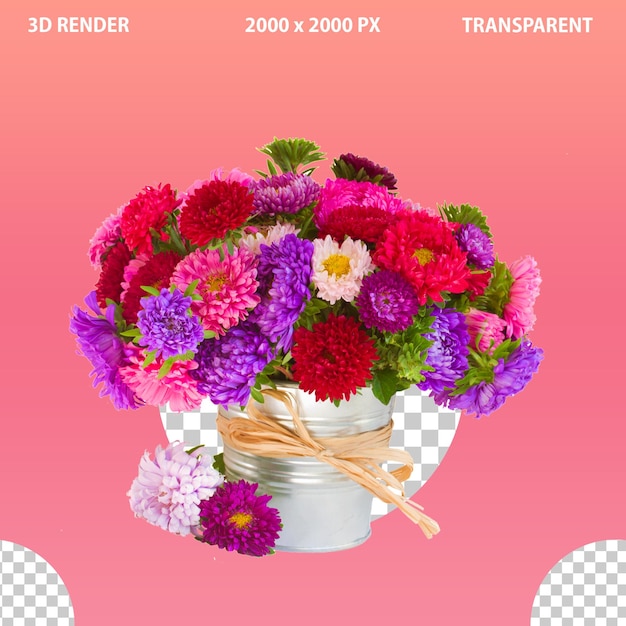 Regalo en 3D Flor aislada sobre un fondo transparente