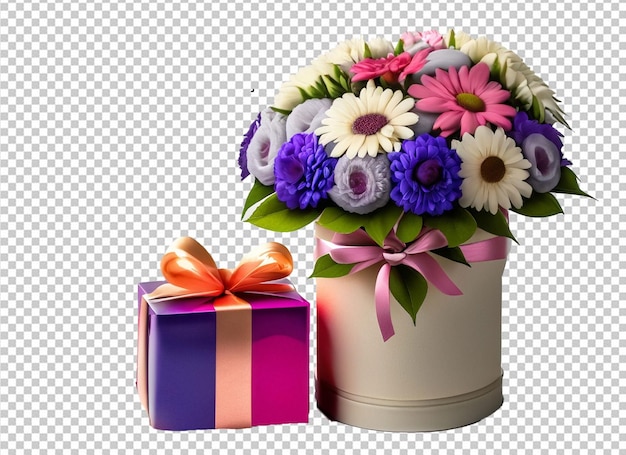 PSD regalo de celebración con flores