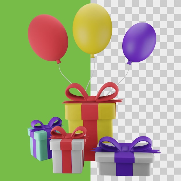 Regalo de cumpleaños 3d con globo