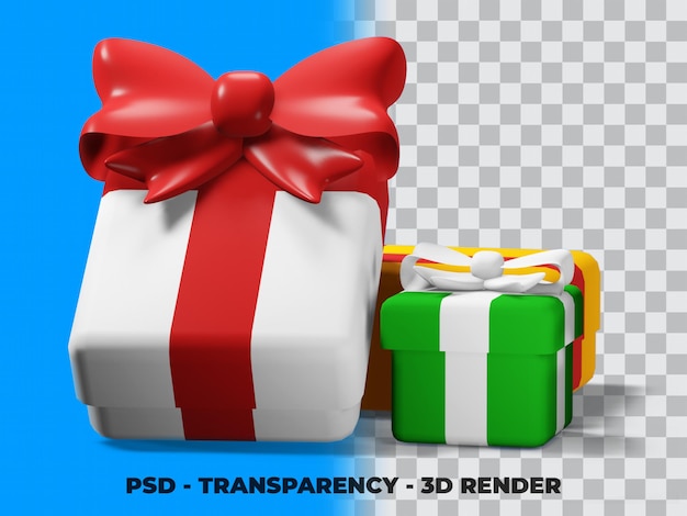 Regalo de Navidad 3D con fondo de transparencia