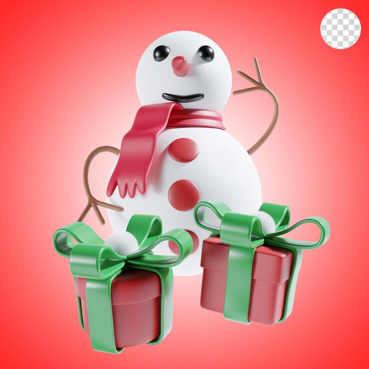 PSD regalo de navidad con el muñeco de nieve
