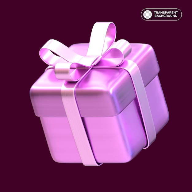 Un regalo rosado con una cinta rosada presentado en un diseño 3D con un fondo transparente en formato PNG
