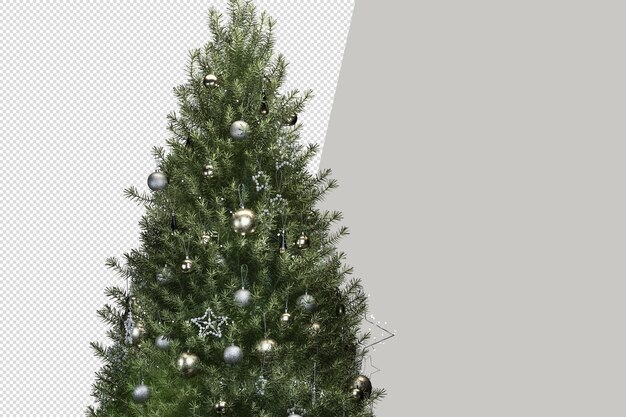 Regalos de árbol de navidad y sillón en 3d prestados aislados