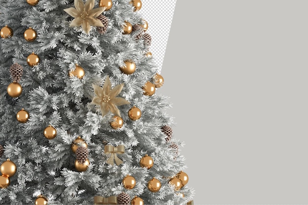 PSD regalos de árbol de navidad y sillón en 3d prestados aislados