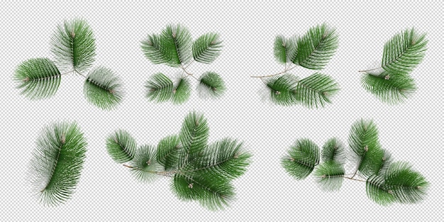 Regalos de árbol de Navidad y sillón en 3D prestados aislados