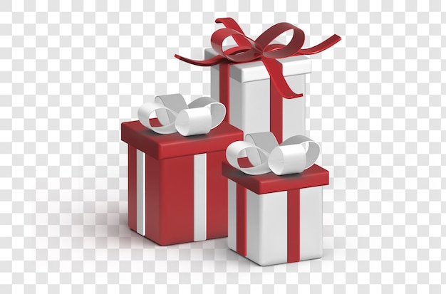 Regalos navideños rojos y blancos 3d con lazos