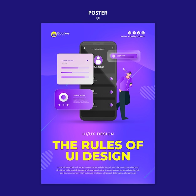 Regeln der UI-Design-Postervorlage