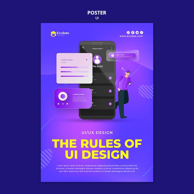 PSD regeln der ui-design-postervorlage