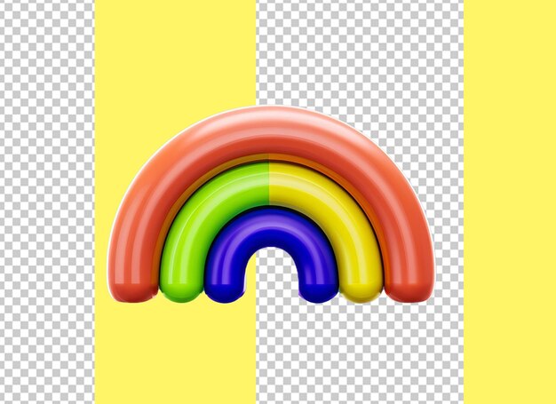 Regenbogen mit wolken farbenfroher 3d-render